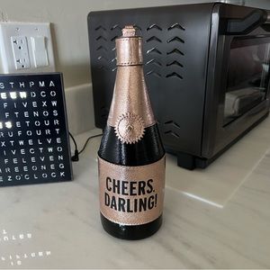 NEW Kate Spade Champagne Bottle Wristlet Bag - Black and Rose Gold